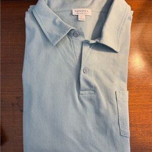 Sunspel Men's Riviera Polo Shirt in Blue Mist